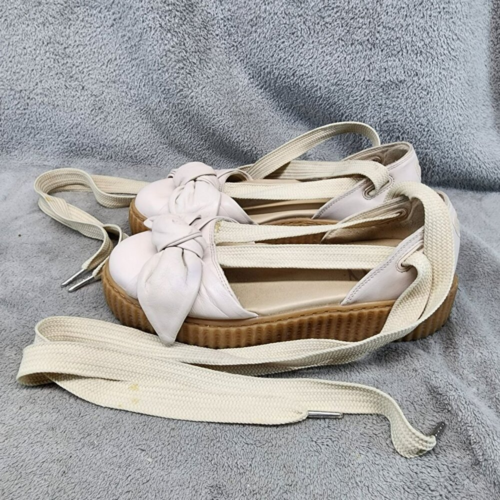 Fenty Puma Shoes Womens Size 8.5  Tan Bow Creeper Sandals